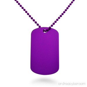 Made in USA Purple Color Aluminum Dog Tag Necklace 24 Inches - B008H5MW2E