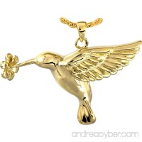 Memorial Gallery MG-3341gp Hummingbird and Flower 14K Gold/Sterling Silver Plating Cremation Pet Jewelry - B01EWHJSE0