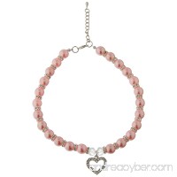 Mirage Pet Products 10 to 12-Inch Heart and Pearl Necklace  Large  Rose - B00ARCMOBY