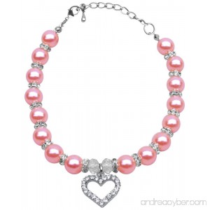 Mirage Pet Products 6 to 8-Inch Heart and Pearl Necklace Small Rose - B00ARCMR3Y