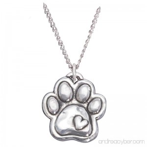 Rockin Doggie Sterling Silver Necklace Paw with Heart - B00A2HZJWA