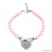 SELMAI for Small Dog Cat Clear Rhinestore Love Heart Necklace Adjustable 9.5-11.5 Pink - B01F31KTOM