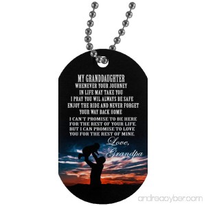 To My Granddaughter Dog Tag With chain - Granddaughter and Grandpa Necklace personalised - Cute Gift for teen Girls Military inspired aluminum dog tag - B07BZDM471