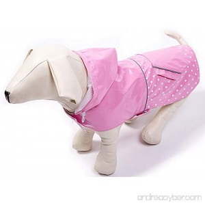 BINGPET BA1888 Fashion Reflective Waterproof Dog Raincoat Cute Dots Pattern Outdoor Hooded Rain Coat for Dogs - B00W3TU56U