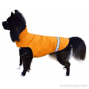 Dog Raincoat with Warm Fleece Lining Cold Weather Dog Coat Lightweight Rip-Stop - B07F2B64PC