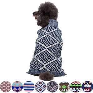 Blueberry Pet 8 Patterns Blue & White Diamond Pattern or Vintage Octagons and Squares Dog Sweater - B00N4M4AD4