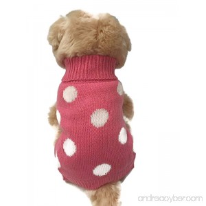 Small dog clothes warm cute French Polka Dots Pink pet sweater. winter apparel Puppy - B071V84WTG