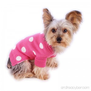 Stinky G French Pink Polka Dot Dog Pet Sweater with Rolled Neckline - B00EI7H1HG