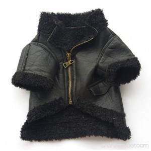 TAILUP Pet Dog Puppy Little Small Fashion Leather Zipper Jacket Coat Apparel Vest Top (M Black) - B073RY8V69