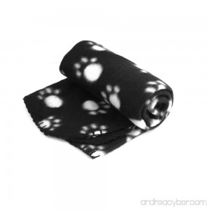 WZYuan Puppy Blanket Paw Prints Pet Cushion Small Dog Cat Bed Soft Warm Sleep Mat (Black) - B01D8F9Z7W