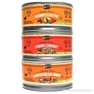 Merrick Grain Free Canned Dog Food Variety Bundle - 3 Flavors (Thanksgiving Day Dinner Grammy's Pot Pie and Cowboy Cookout) - 3 Ounces Each (12 Total Cans - 4 of Each Flavor) - B01LX9B398