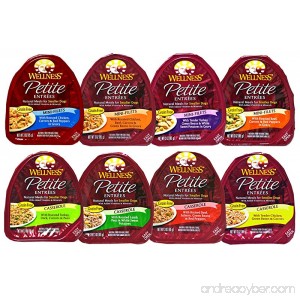 Wellness Petite Entrees Natural Grain Free Wet Dog Food Variety Pack - 8 Different Flavors - 3 Ounces Each (8 Total Entrees) - B00XTAF3OG