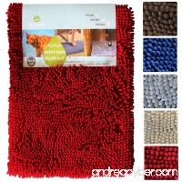 Enthusiast Gear Puppy Paws Plush Mat - Super Absorbent Microfiber Chenille Non-Slip Soft Multipurpose Mat - Red  Blue  Grey  Tan  Brown - SPECIAL INTRODUCTORY PRICE! - B078BGQLX5