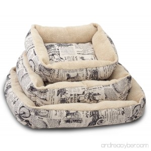 Paws & Pals Pet Bed for Cat and Dog Crate Pad - Deluxe Premium Bedding with Cozy Inner Cushion- Durable Model - 1800's Newspaper Design - B016C88I70