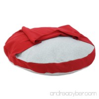Brite Ideas Living Fleece Light Grey 33-Inch Round Pet Bed with Red Hoodie - B00DY37VTI