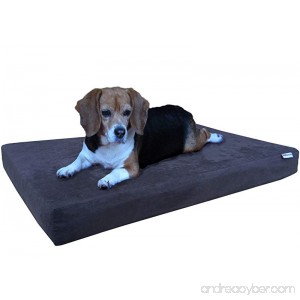 Dogbed4less Orthopedic Dog Bed with Memory Foam for Medium Large Pet Waterproof Liner Washable Micro Suede Espresso Cover 41X27X4 Inch (Fit 42X28 Crate) - B075HKZ94S