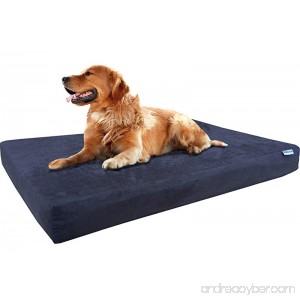Dogbed4less XL Orthopedic Gel Infused Cooling Memory Foam Dog Bed for Medium to Large Pet Waterproof Liner and Suede Espresso External Cover 47X29X4 Inches (Fit 48X30 crate) - B07383Z7C1
