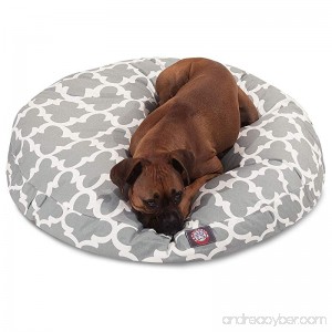 N2 Medium White Grey Trellis Pattern Dog Bed Gray Quatrefoil Modern Round Pet Bedding Bold Fun Print Features Water Stain Resistant Removable Cover Comfort Design Polyester - B07847NNDJ