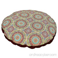 N2 Small Indoor Outdoor Red Blue Green Medallion Pattern Dog Bed Floral Round Pet Bedding Aqua Bold Print Features Water Fade Resistant Removable Cover Stylish Polyester - B078473N1B