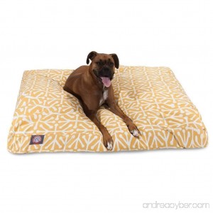 N2 XL Yellow White Geometric Pattern Dog Bed Modern Fun Bold Print Pet Bedding Rectangle Features Waterproof base Stain Resistant Removable Cover Sturdy Zipper Design Polyester - B077PP4CVG