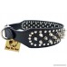 19-22 Black Faux Leather Spiked Studded Dog Collar 2 Wide 37 Spikes 60 Studs Pitbull Boxer - B0053AS5VS
