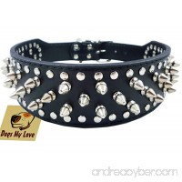 19"-22" Black Faux Leather Spiked Studded Dog Collar 2" Wide  37 Spikes 60 Studs  Pitbull  Boxer - B0053AS5VS
