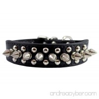 8"-10" Faux Leather Spiked Studded Punk Dog Collar 7/8" Wide for Small/X-Small Breeds and Puppies Black - B00NSIMZE0