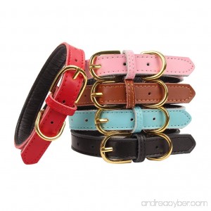 AOLOVE Basic Classic Padded Leather Pet Collars for Cats Puppy Small Medium Dogs - B01B9MR348