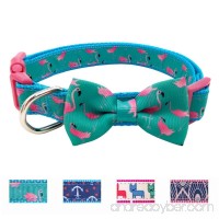 Azuza Dog Collar Cute with Bowtie Soft Comfy Size Adjustable Collar with Metal D-Ring 4 Patterns - B07D3896WT