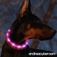 Bseen Led Dog Collar USB Rechargeable Glowing Pet Safety Collars Water Resistant Light up Cut to resize to fit 11"-27" for Small  Medium  Large Dogs - B01KF1ODZQ