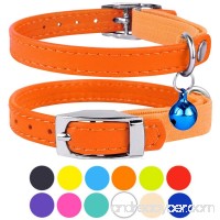 CollarDirect Leather Cat Collar  Cat Safety Collar with Elastic Strap  Kitten Collar for Cat with Bell Black Blue Red Orange Lime Green - B071CYSRL9