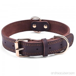 DAIHAQIKO Leather Dog Collar Genuine Leather Alloy Hardware Double D-Ring 3 Best for Medium Large and Extra Large Dogs - B07916YVQM