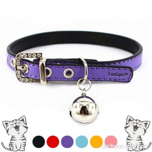 Luniquz Cat Collars with Bell and Buckle Soft Faux Leather and Adjustable for Girls Kitty Puppy Small Dogs - B00XEHSMU6