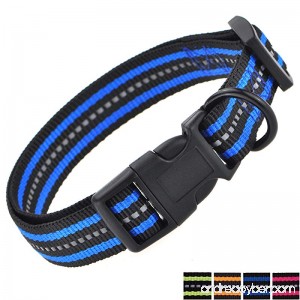 Mile High Life Night Reflective Double Bands Nylon Dog Collar (3 Sizes 4 Colors and Multi-pack Available) - B0719P8YMV