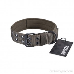 OneTigris Military Adjustable Dog Collar with Metal D Ring & Buckle Available in 4 Colors & 2 Sizes - B06XYRV64M