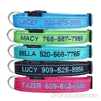 Personalized Dog Collar Custom Embroidered Pet Name & Phone Number - Quick Release Buckle & D-Ring with ID Tags & Leash - B0756RCXJF
