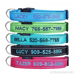 Personalized Dog Collar Custom Embroidered Pet Name & Phone Number - Quick Release Buckle & D-Ring with ID Tags & Leash - B0756RCXJF id=ASIN