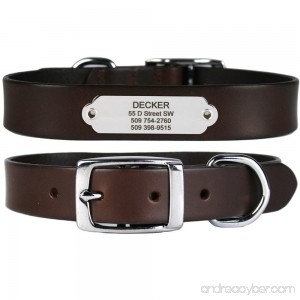 Premium Leather Dog Collar w/Stainless Steel Rivet-On Pet ID Tag. Soft Touch Genuine Italian Leather w/Personalized Stainless Steel Dog Tag. Perfect for Small Medium or Large Dogs Male or Female. - B074F38645 id=ASIN