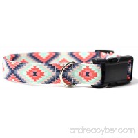 Ruff Roxy Aztec Summer Pink and Mint  Designer Cotton Dog Collar  Adjustable Handmade Fabric Collars - B01E42O4EM