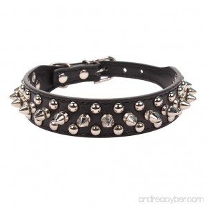 Spiked Studded Rivet Dog Collar Pu Leather Pet Collars for Puppy Dogs Cats - B074J6ZPPC
