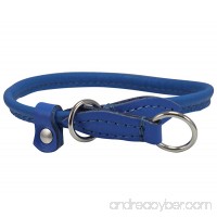 Dogs My Love Round High Quality Genuine Rolled Leather Choke Dog Collar Blue - B0118AW2QK