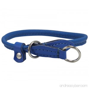 Dogs My Love Round High Quality Genuine Rolled Leather Choke Dog Collar Blue - B0118AW2QK