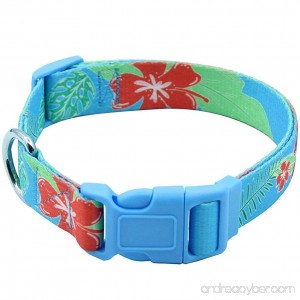 EXPAWLORER Hawaiian Dog Collar - Adjustable Heavy Duty Nylon Dog Collar with Tropical Floral Pattern Design Perfect for Medium to Large Dog in Summer - B079RZZLD5