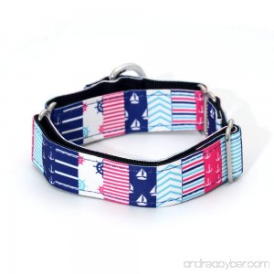 Handmade Personalized Fabric Super Strong Durable Reef Dog Collar Martingale Collar for Large dog (M: Width 2.5 cm fits neck size 26cm ~ 38cm) - B076X3B58H
