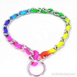 JWPC Rainbow Color Stainless Steel P Chock Metal Chain Training Dog Pet Collars Necklace Walking Training Pet Supplies for Small Medium Large Dogs - B073FN8HVG