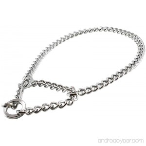 Single Chain Martingale Metal Dog Semi Choke Collar Chrome 8 Sizes - B01BTK4OOM