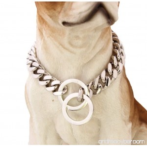 Heavy Duty Stainless Steel Silver Tone Curb Chains Pet Dog Collar Necklace - 14-36 inches x 15millimeters - B073F5QW8T