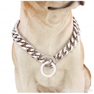 Stainless Steel Pet Dog Choke Collar 12 millimeters Wide 14-36 inches Available Silver Tone for Medium Dogs - B073F5VWK7