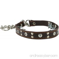 Training Genuine Leather Pinch Martingale Dog Collar Studded 4mm Link Brown 3 Sizes - B017ZVBID4