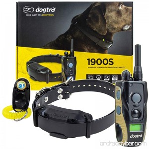 Dogtra 1900S Remote Training Collar - 3/4 Mile Range Waterproof Rechargeable Shock Vibration - includes PetsTEK Dog Training Clicker - B07CR8L5S8